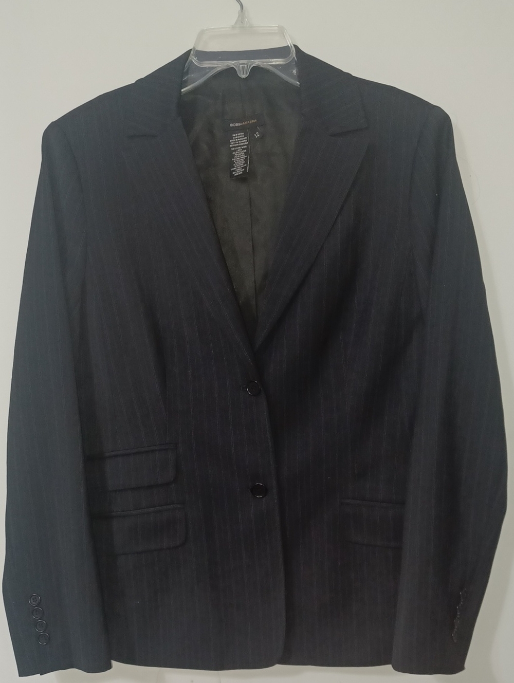 BCBGMAXAZARIA Women's Black Wool Pinstripe Blazer - NWOT. Size 12